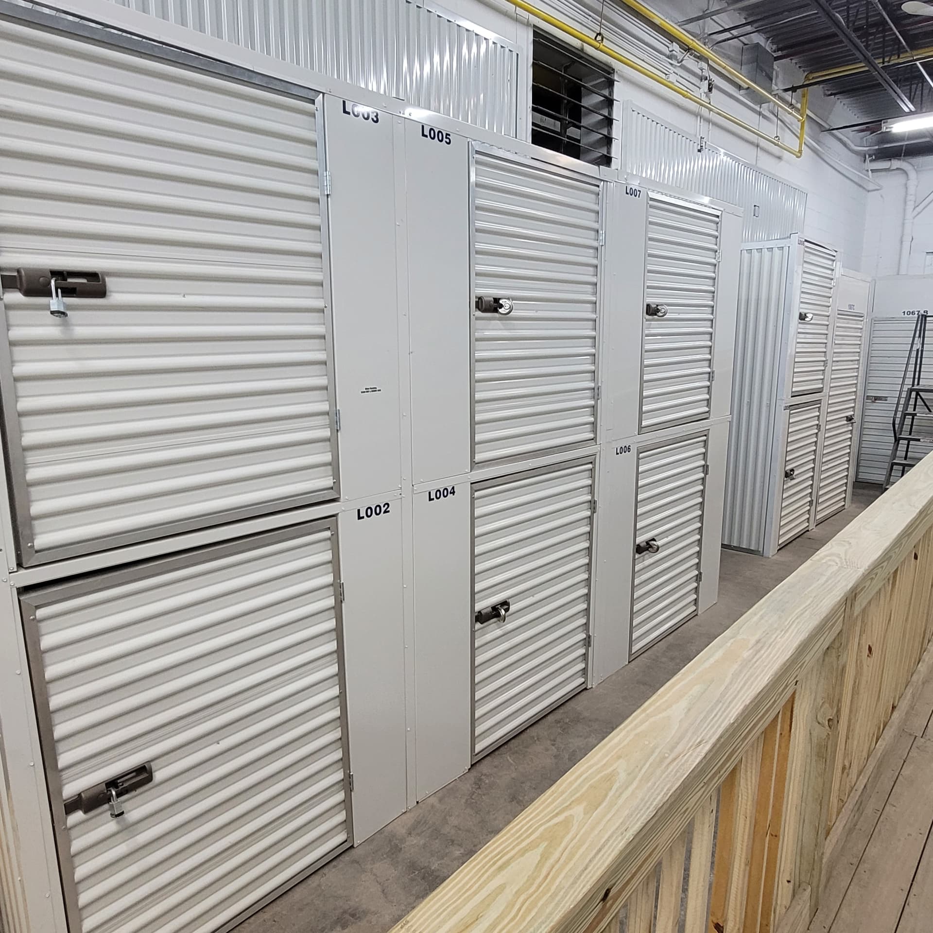 Indoor storage lockers and upper-level units at StorageBlue Clifton